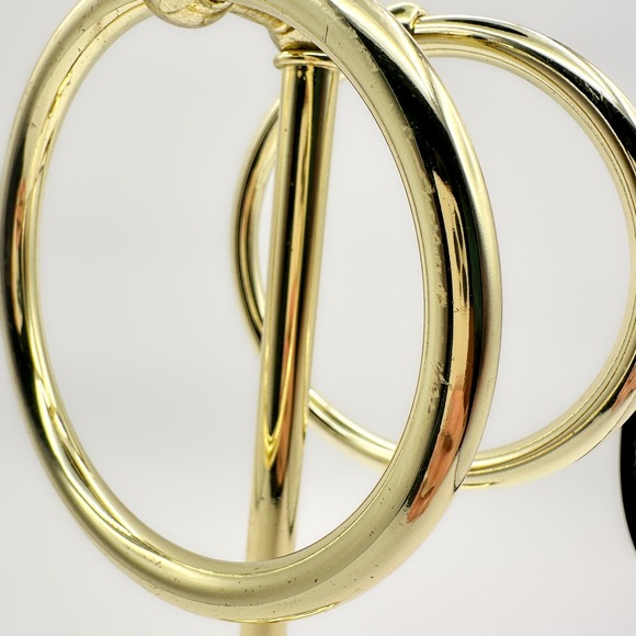 Polished Brass Towel Holder Double Ring Holder Stand Bathroom Accessory c 1970s - Picture 11 of 13